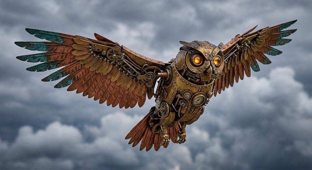 Source: a mechanical owl as it arrived